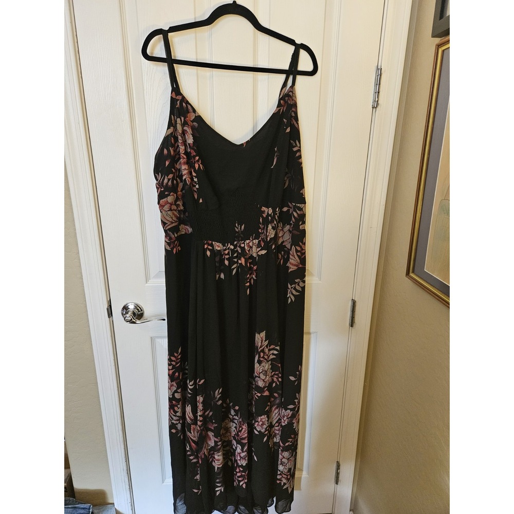 City Chic Antique Floral Empire Waist Smocked Sleeveless V-Neck Maxi Dress, XXL